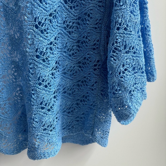 Chico’s Patrice Shrug Linen Blend Cardigan Sweater 3/4 Sleeves Manganese Blue - Picture 9 of 15